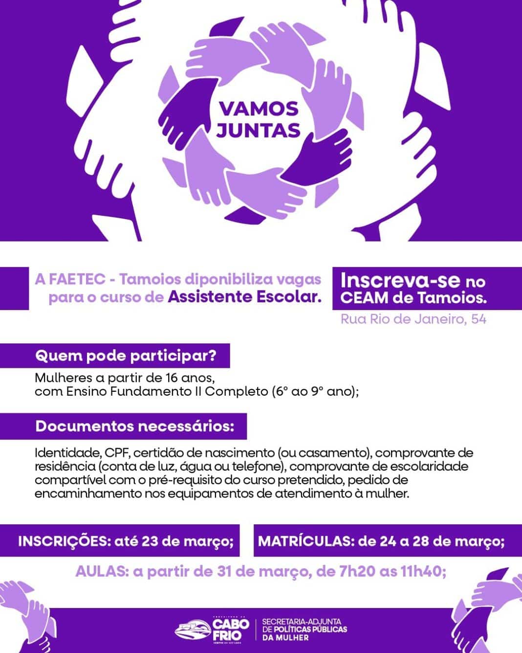 CEAM de Tamoios oferece curso gratuito para mulheres