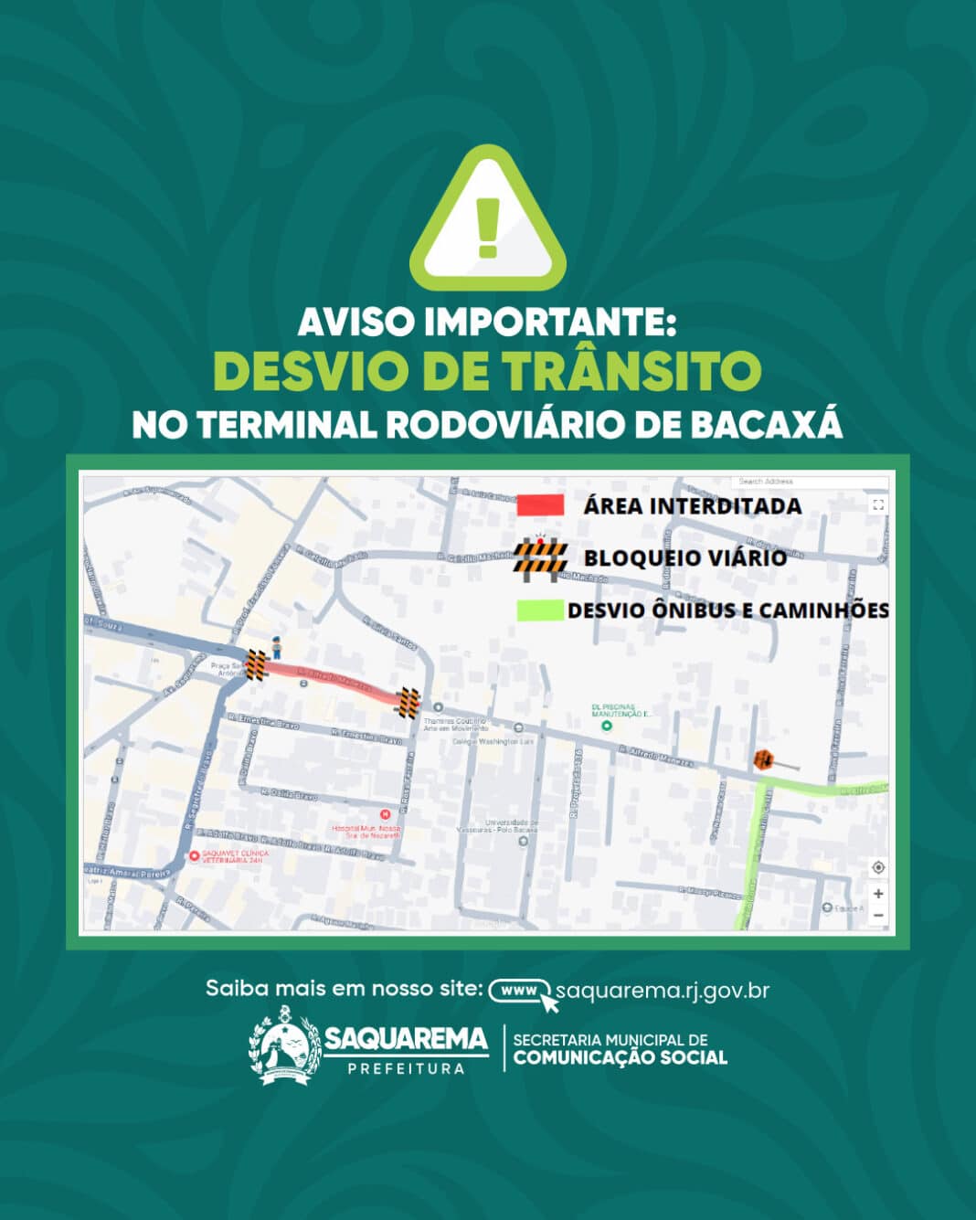 COMUNICADO: alterações no trânsito de Bacaxá