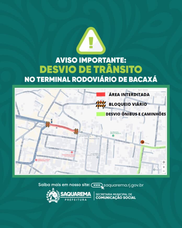 COMUNICADO: alterações no trânsito de Bacaxá