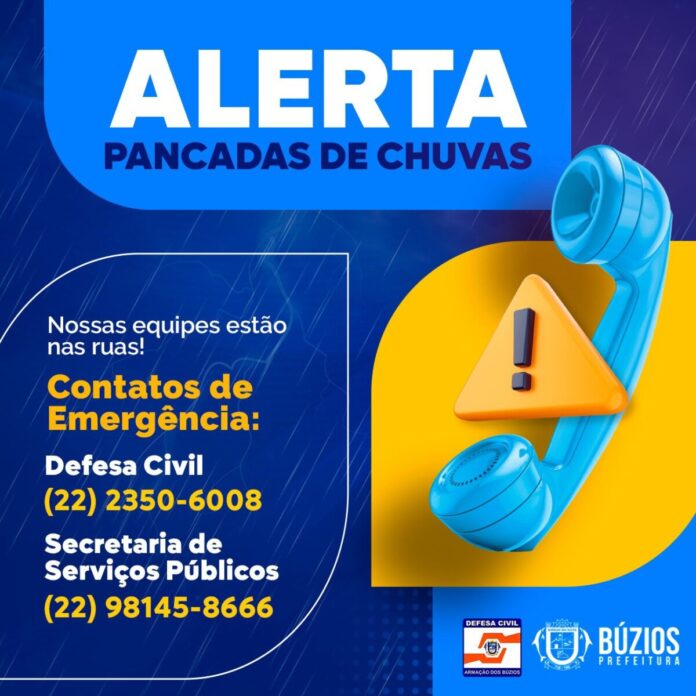 Defesa Civil de Búzios alerta para pancadas isoladas de chuva moderada a forte na região