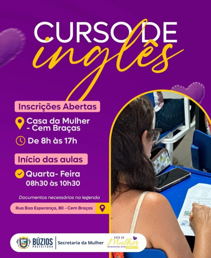 Prefeitura de Búzios abre inscrições para curso de Inglês na Casa da Mulher Buziana