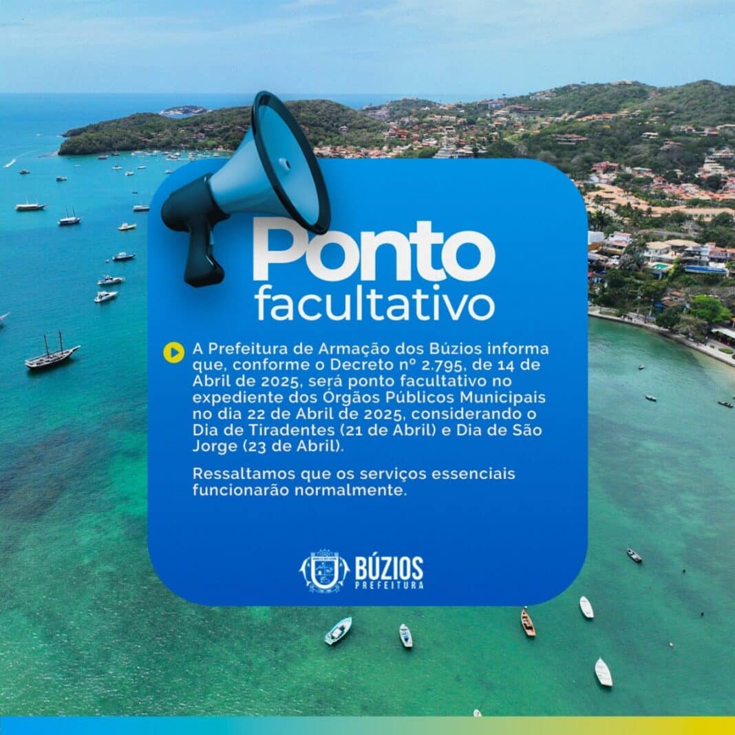 Prefeitura de Búzios decreta Ponto Facultativo na próxima terça-feira