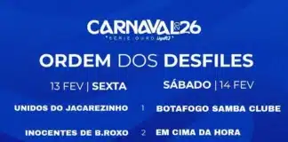 Carnaval 2026: ordem dos desfiles da Série Ouro é definida; confira