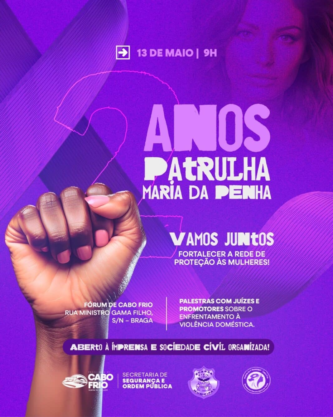 Cabo Frio promove debate sobre enfrentamento à violência contra a mulher no aniversário da Patrulha Maria da Penha