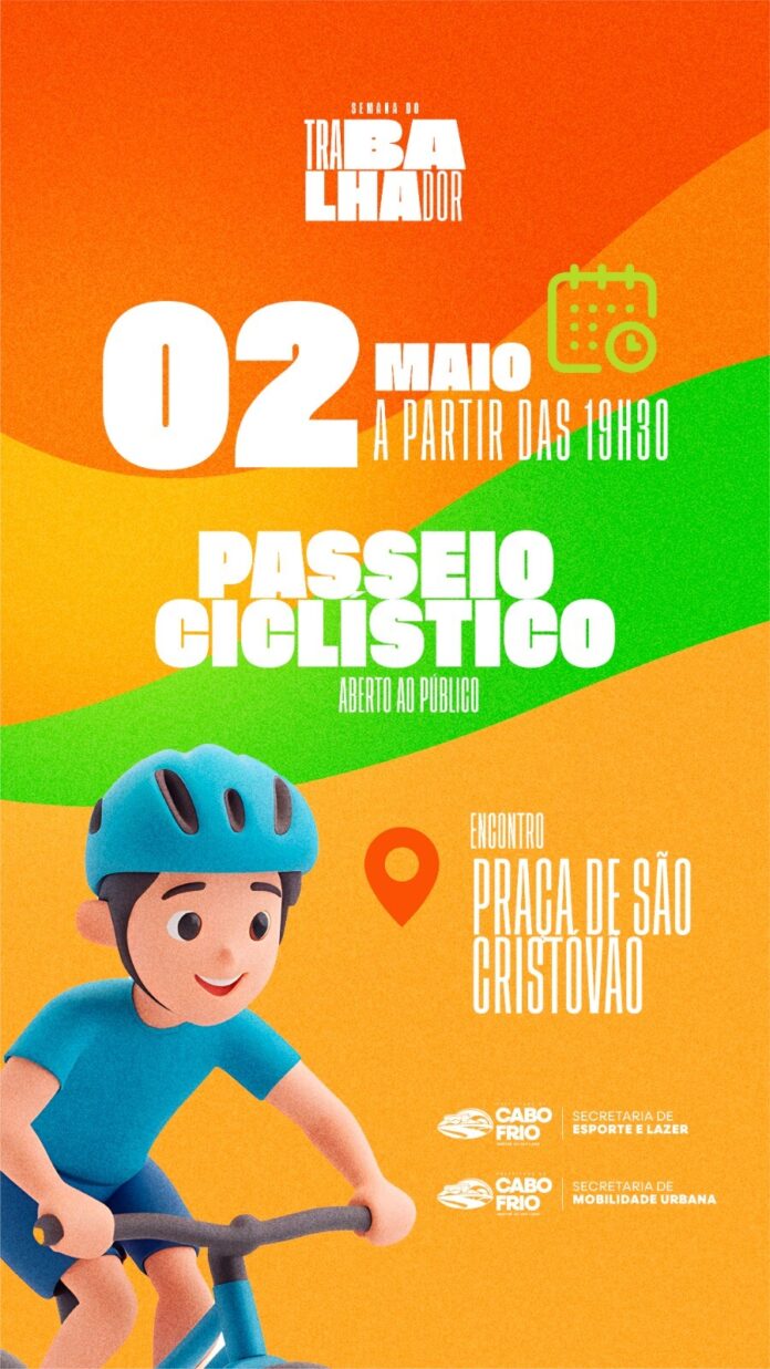 Passeio Ciclístico do Trabalhador vai movimentar Cabo Frio nesta sexta-feira (2)