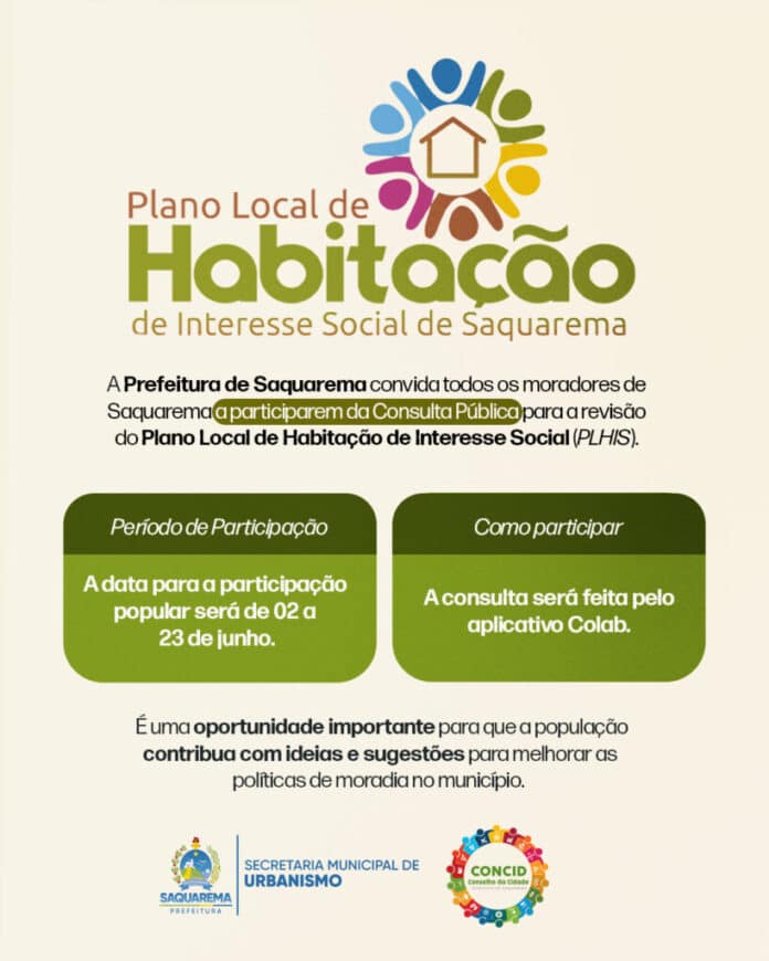 Prefeitura dará início a Consulta Pública do Plano Local de Habitação de Interesse Social