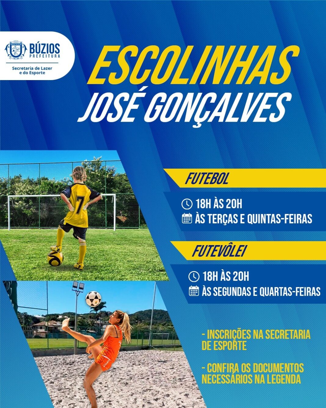 Prefeitura de Búzios abre inscrições para primeira Escolinha de Futebol e Futvôlei noturna de José Gonçalves