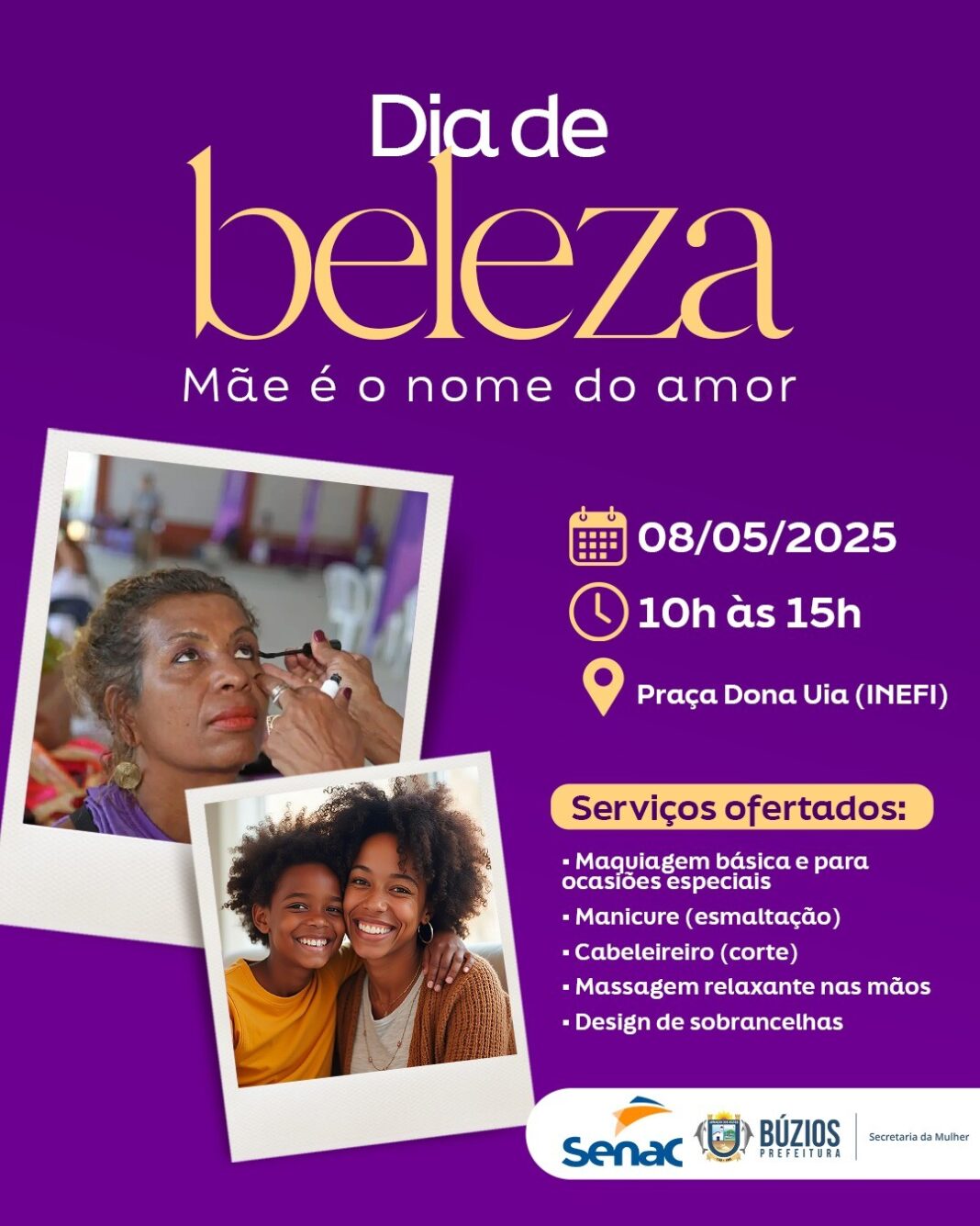 Prefeitura de Búzios promove Dia de Beleza em homenagem às mães na Praça Dona Uia