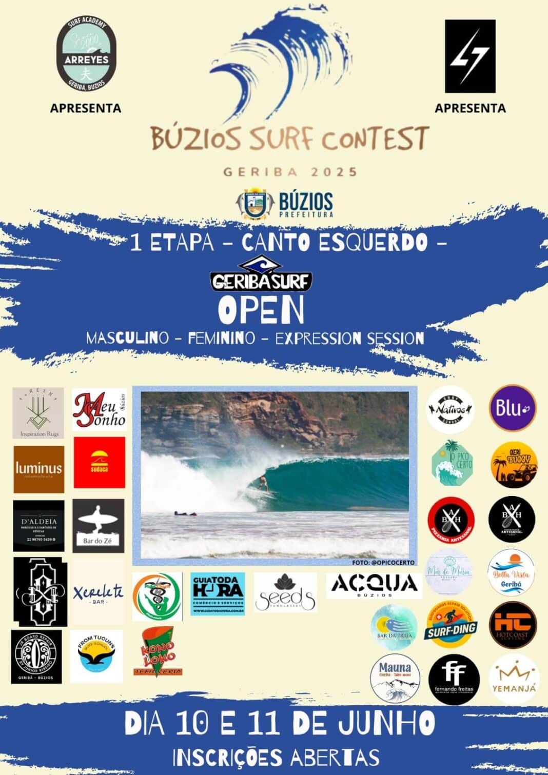 Búzios Surf Contest agita as ondas da cidade nesta terça e quarta-feira, no canto esquerdo da praia de Geribá