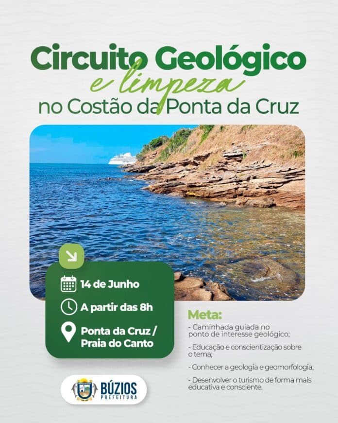 Búzios promove Circuito Geológico e limpeza no Costão da Ponta da Cruz neste sábado