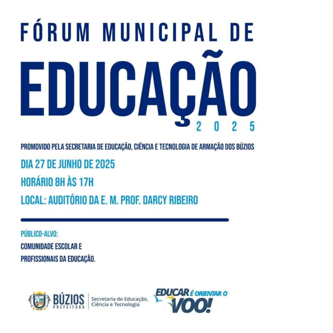 Fórum Municipal de Educação será realizado em Búzios nesta sexta-feira