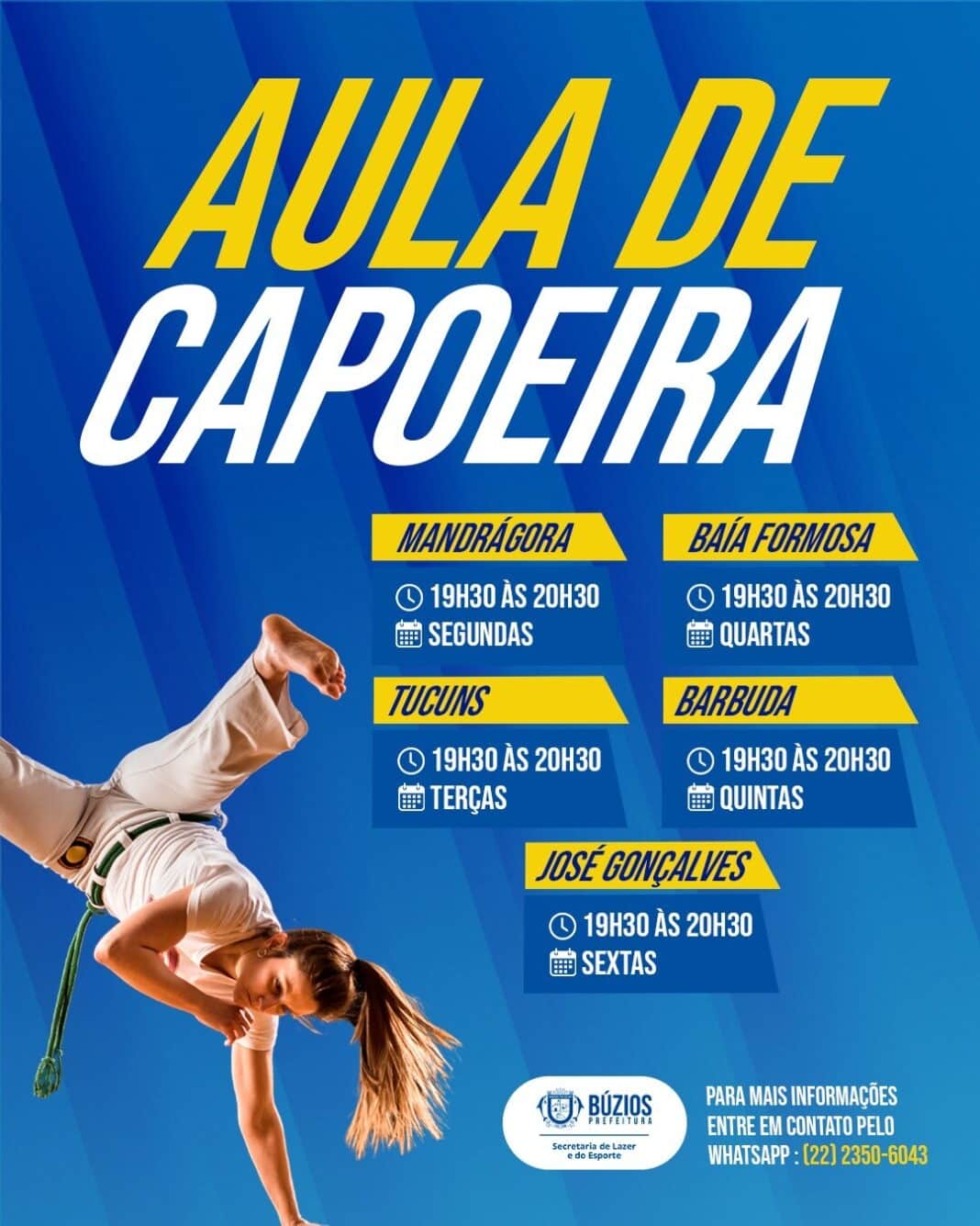 Prefeitura de Búzios promove rodas de capoeira para celebrar retorno das atividades nos bairros
