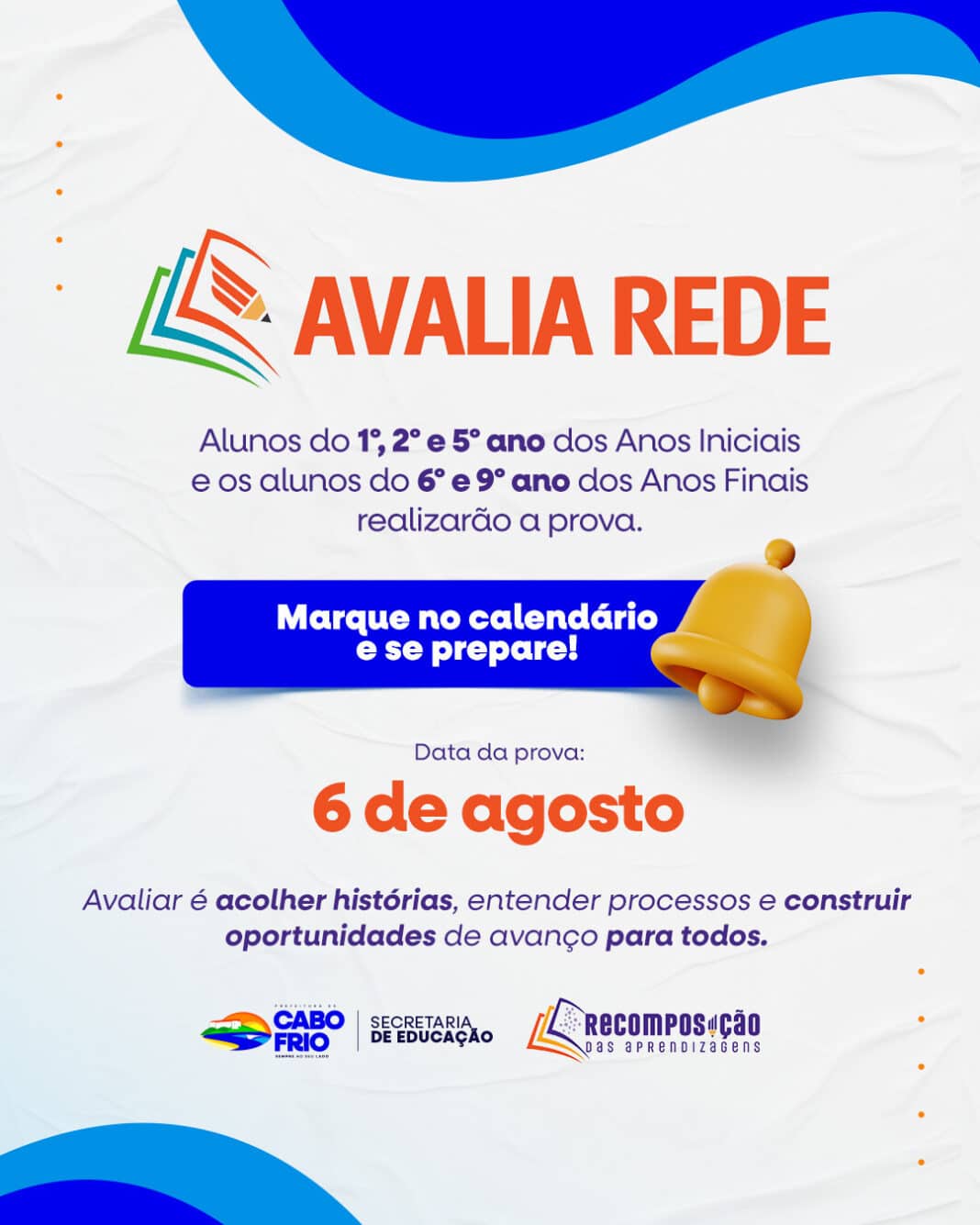 Avalia Rede será aplicado nas escolas municipais de Cabo Frio na próxima quarta (6)