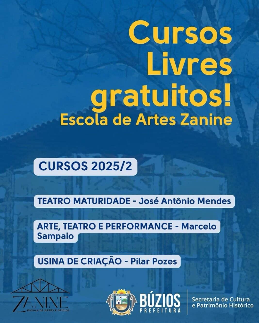  Escola de Artes e Ofícios Zanine de Búzios abre inscrições para cursos livres