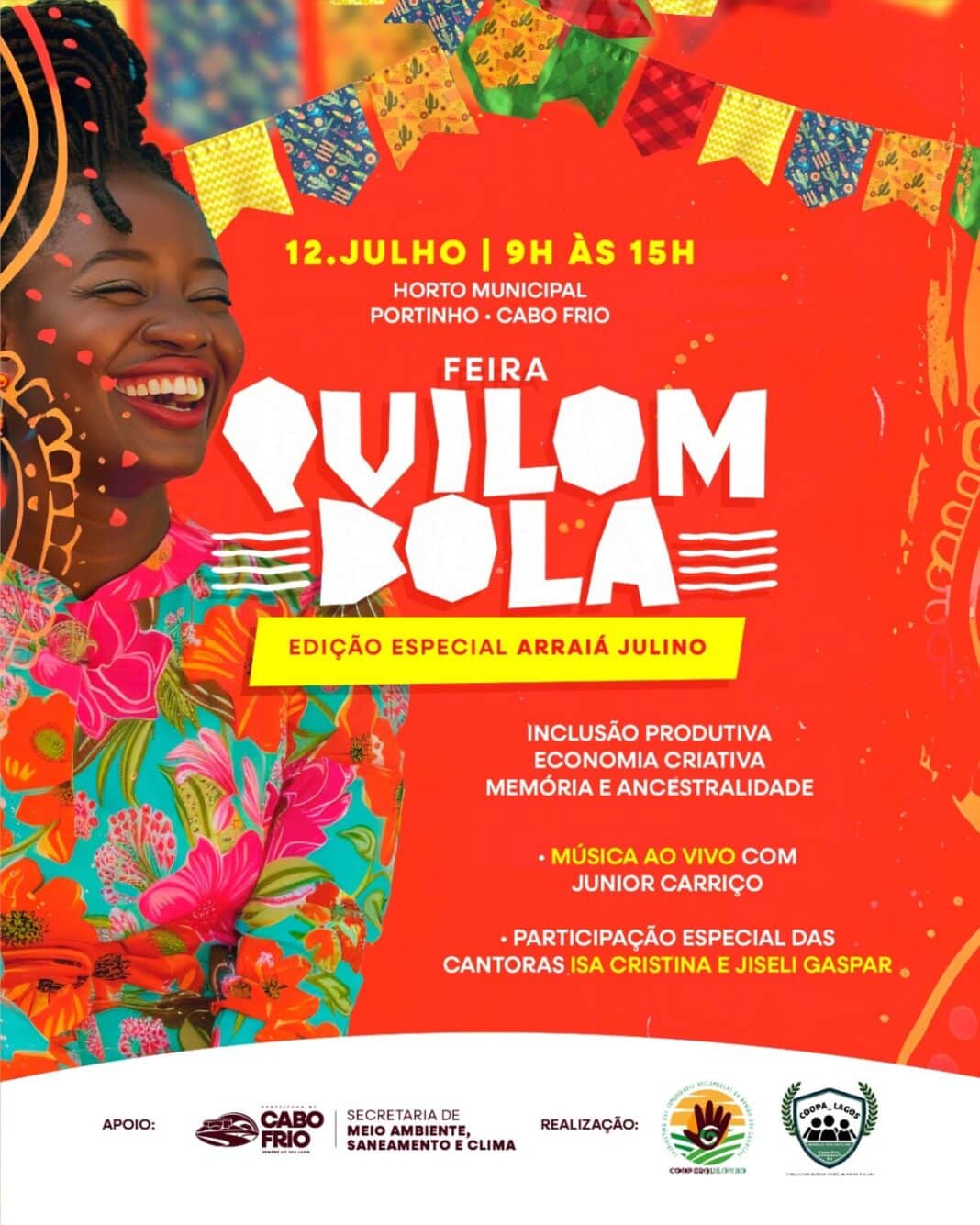 Feira Quilombola entra no clima do arraiá julino com comidas típicas, artesanato, agricultura familiar e cultura afro-brasileira em Cabo Frio