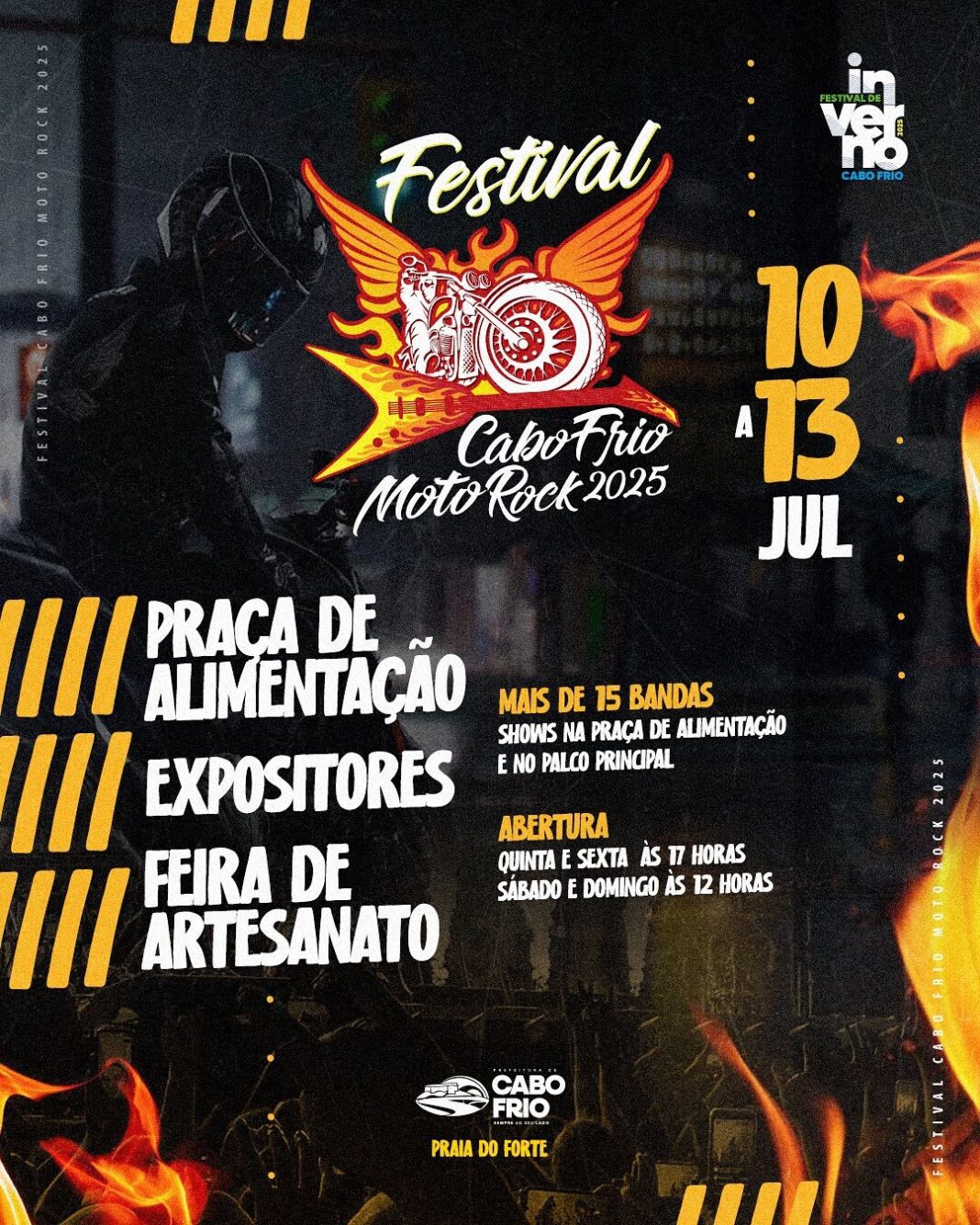 Festival Cabo Frio Moto Rock 2025 começa nesta quinta-feira (10), na Praia do Forte