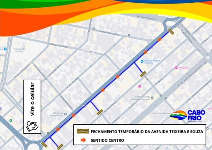 Interdição na Avenida Teixeira e Souza, em Cabo Frio, segue nesta sexta-feira por obra de infraestrutura