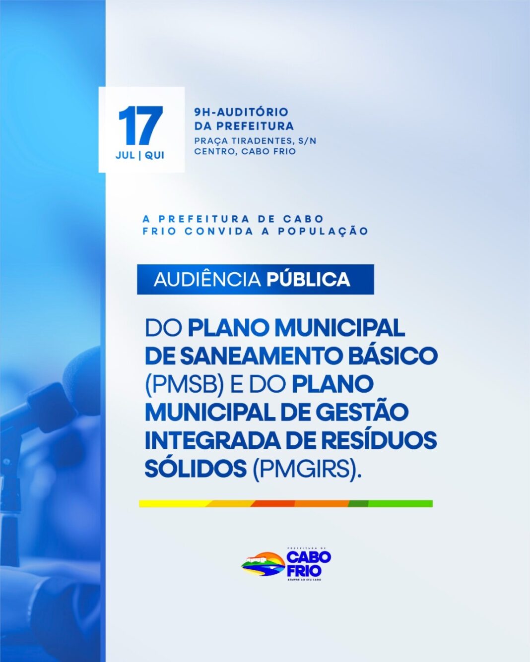 Prefeitura de Cabo Frio convida população para decidir os rumos do saneamento e da gestão de resíduos