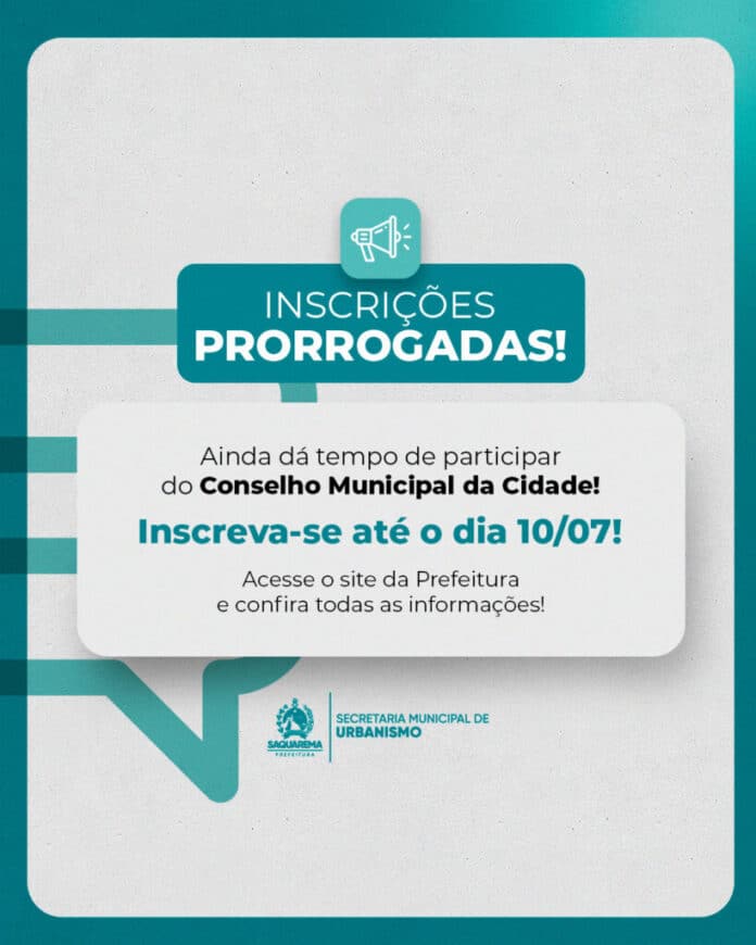 Prefeitura prorroga inscrições para o Conselho Municipal da Cidade