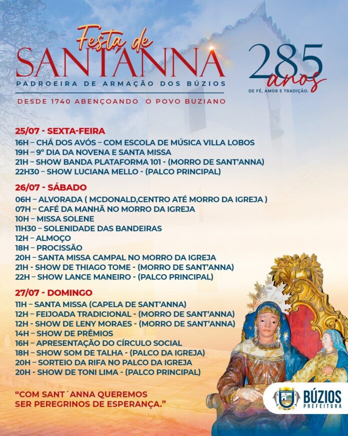 Sant’Anna, padroeira de Búzios, será homenageada com festa neste fim de semana
