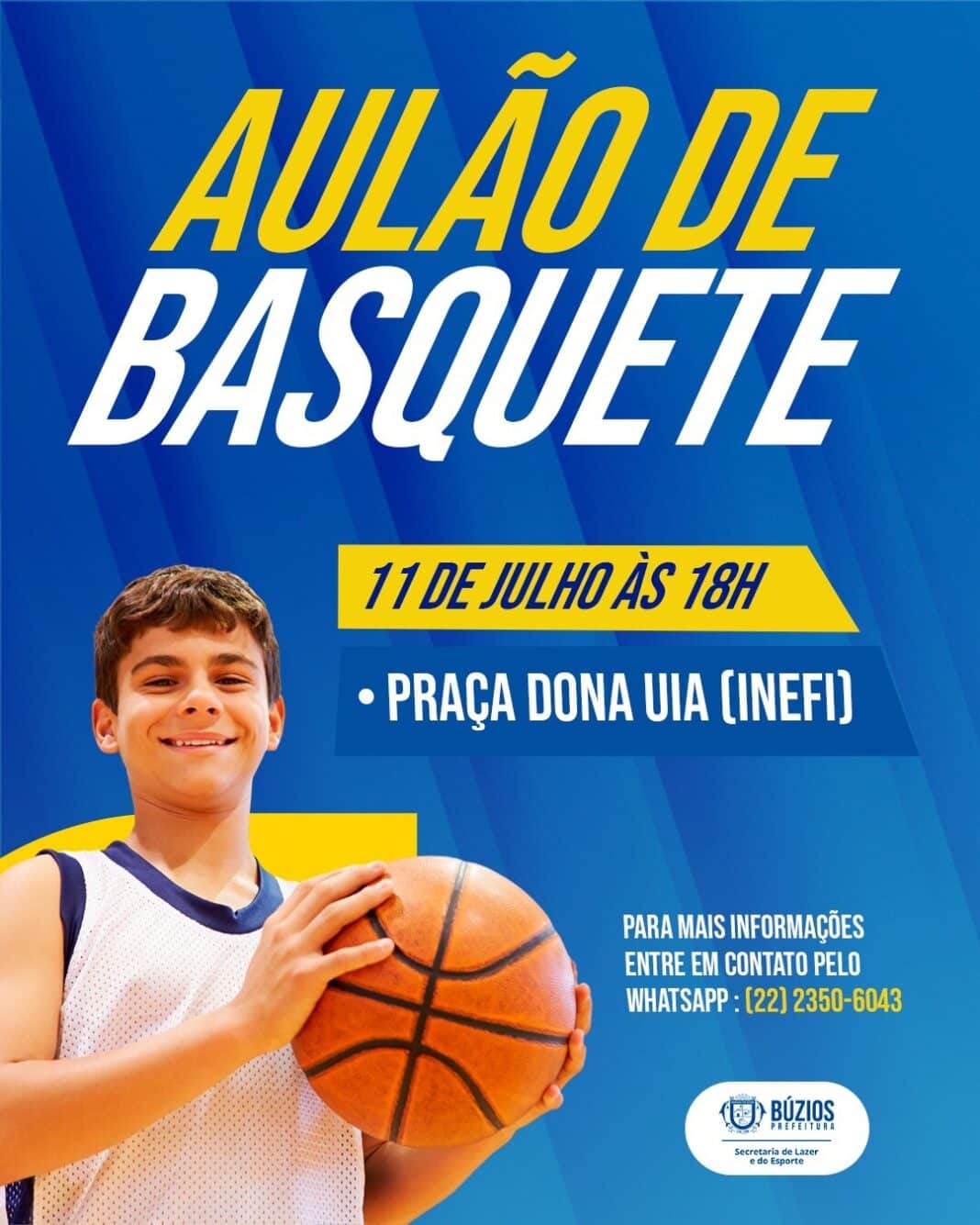 Secretaria de Lazer e Esporte promove aulão de basquete para lançamento da nova modalidade esportiva oferecida pelo município