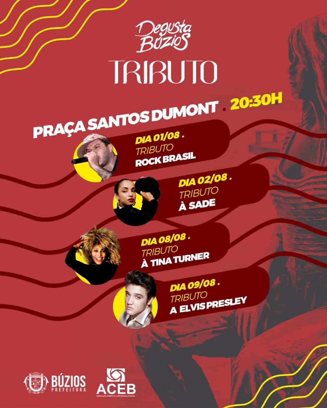 Shows gratuitos embalam o Degusta Búzios 2025 com tributos a grandes ícones da música brasileira e internacional neste fim de semana