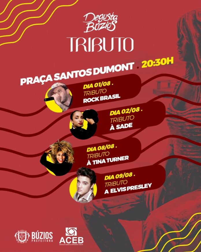 Shows gratuitos embalam o Degusta Búzios 2025 com tributos a grandes ícones da música brasileira e internacional neste fim de semana