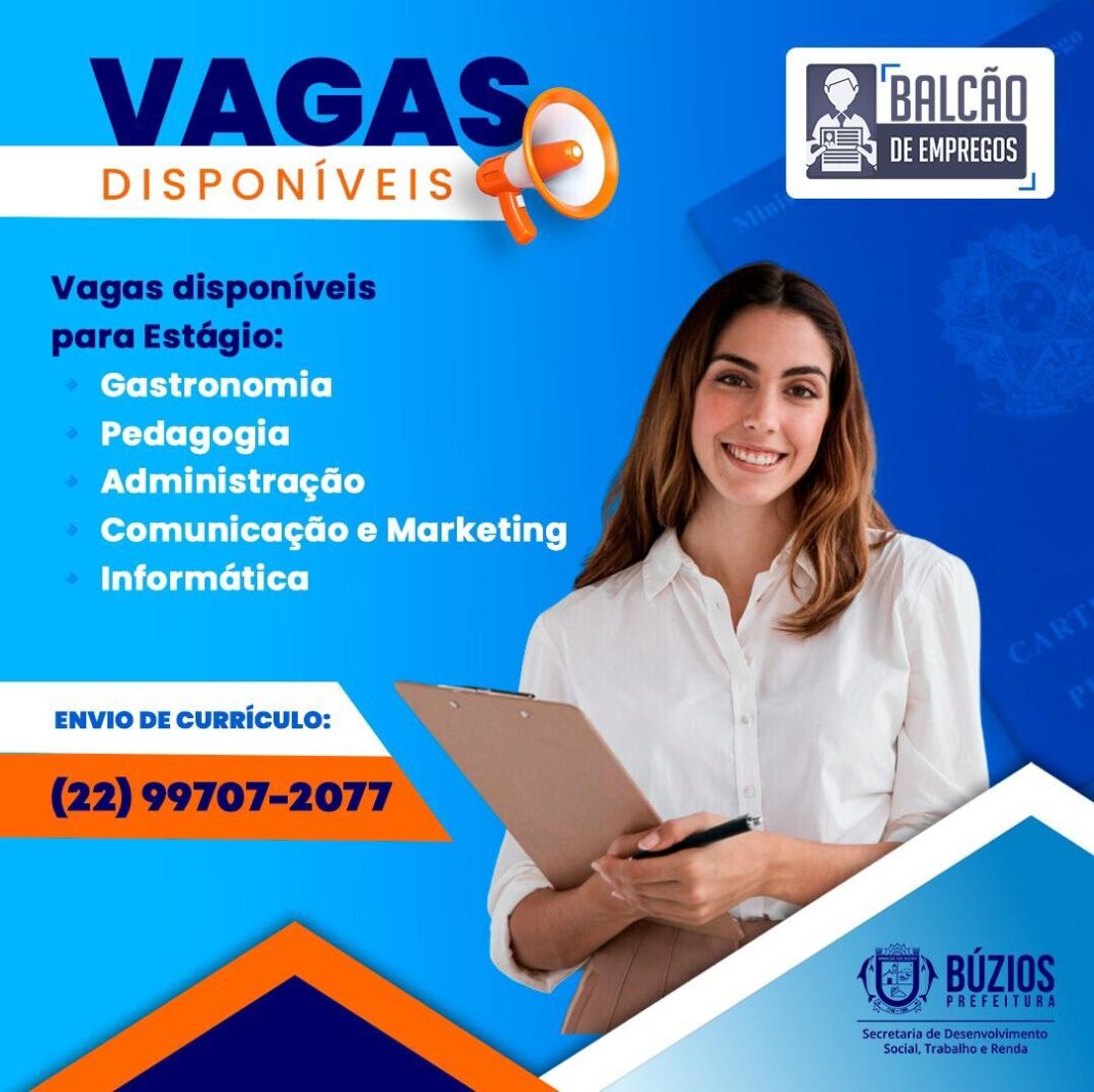 Balcão de Empregos de Búzios anuncia vagas para Jovem Aprendiz e estágios