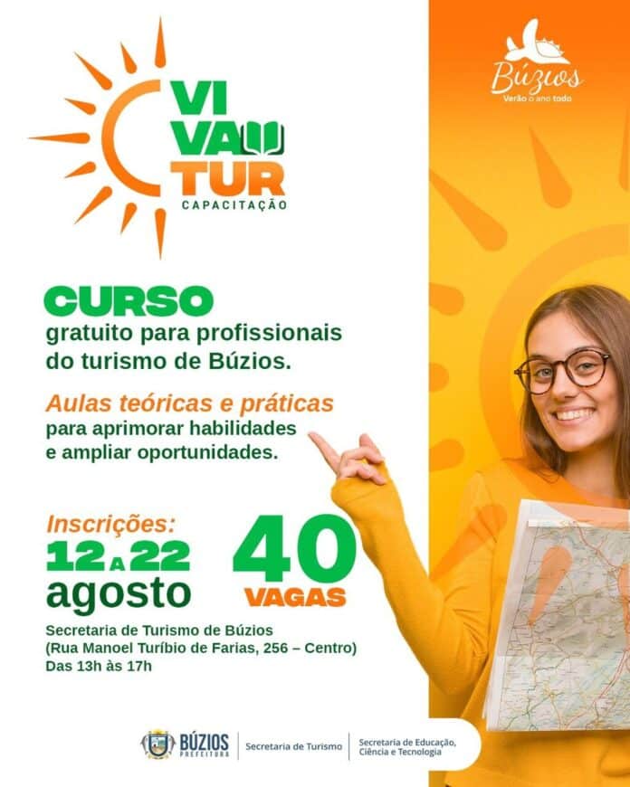 Búzios abre inscrições para curso gratuito de capacitação em turismo