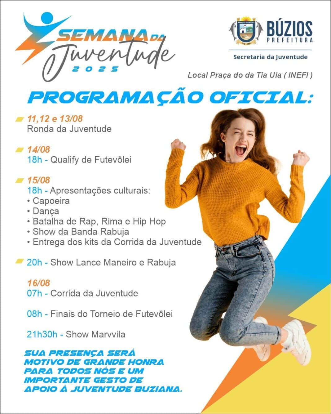 Búzios celebra a Semana da Juventude com esporte, lazer, serviços e música neste sábado