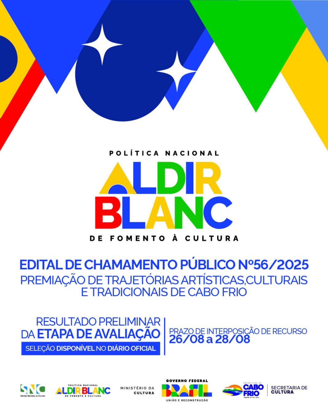 Cabo Frio divulga resultado preliminar do edital de premiação de trajetórias artísticas da PNAB