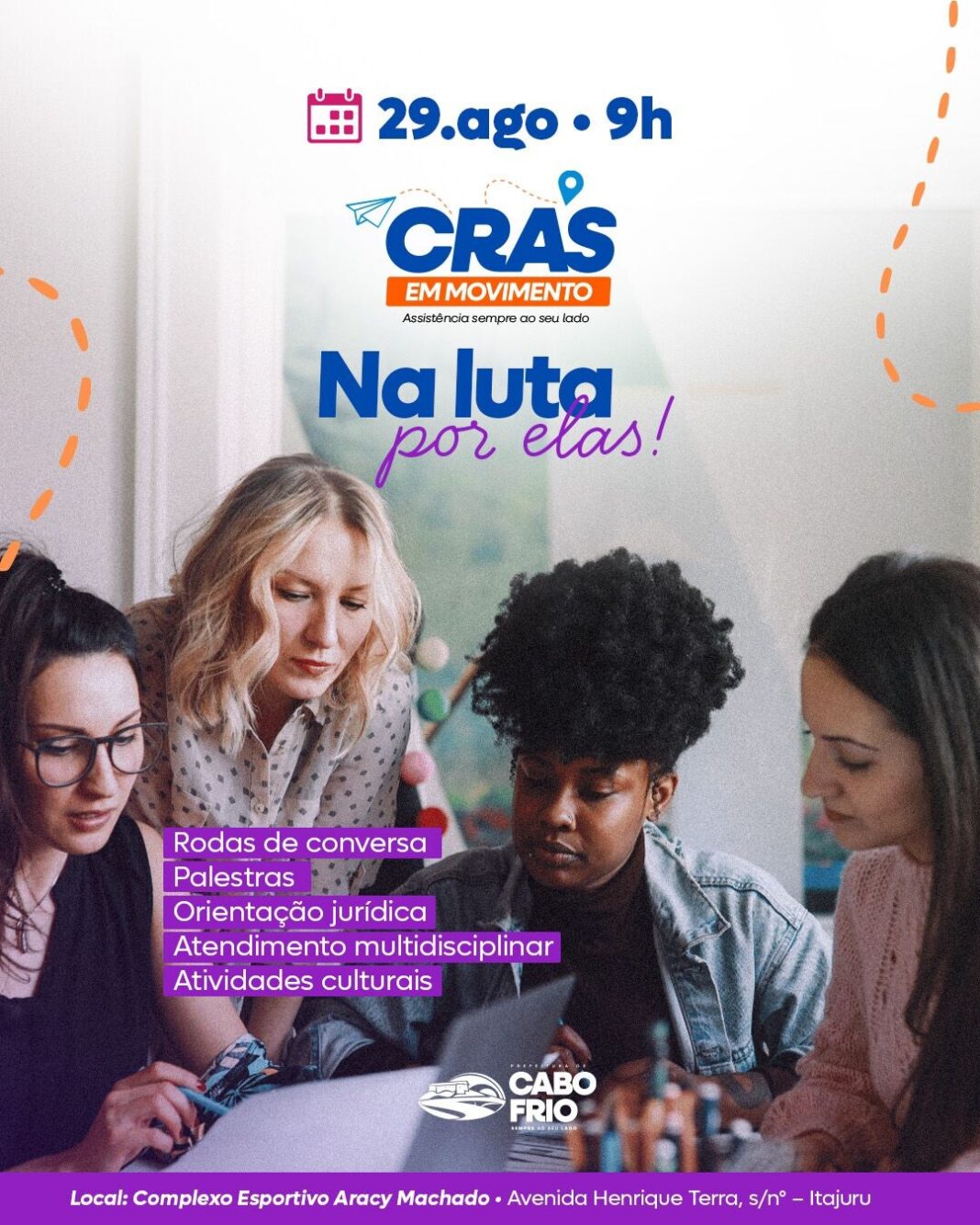 Cabo Frio encerra programação do Agosto Lilás com ação aberta ao público nesta sexta