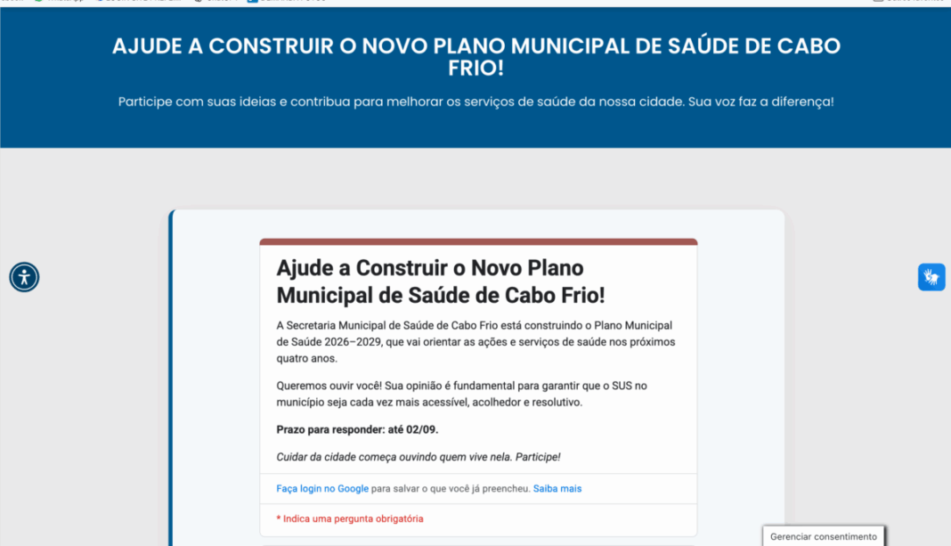 Plano Municipal de Saúde de Cabo Frio tem nova etapa de consulta popular com link disponível no site oficial da Prefeitura