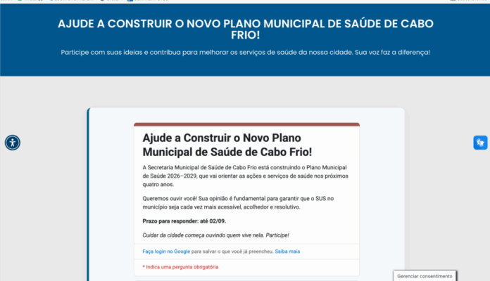 Plano Municipal de Saúde de Cabo Frio tem nova etapa de consulta popular com link disponível no site oficial da Prefeitura