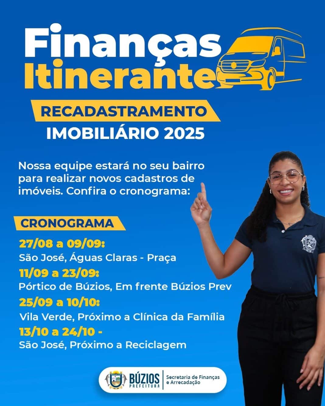 Prefeitura de Búzios leva atendimento do Recadastramento Imobiliário 2025 aos bairros com o programa Finanças Itinerante