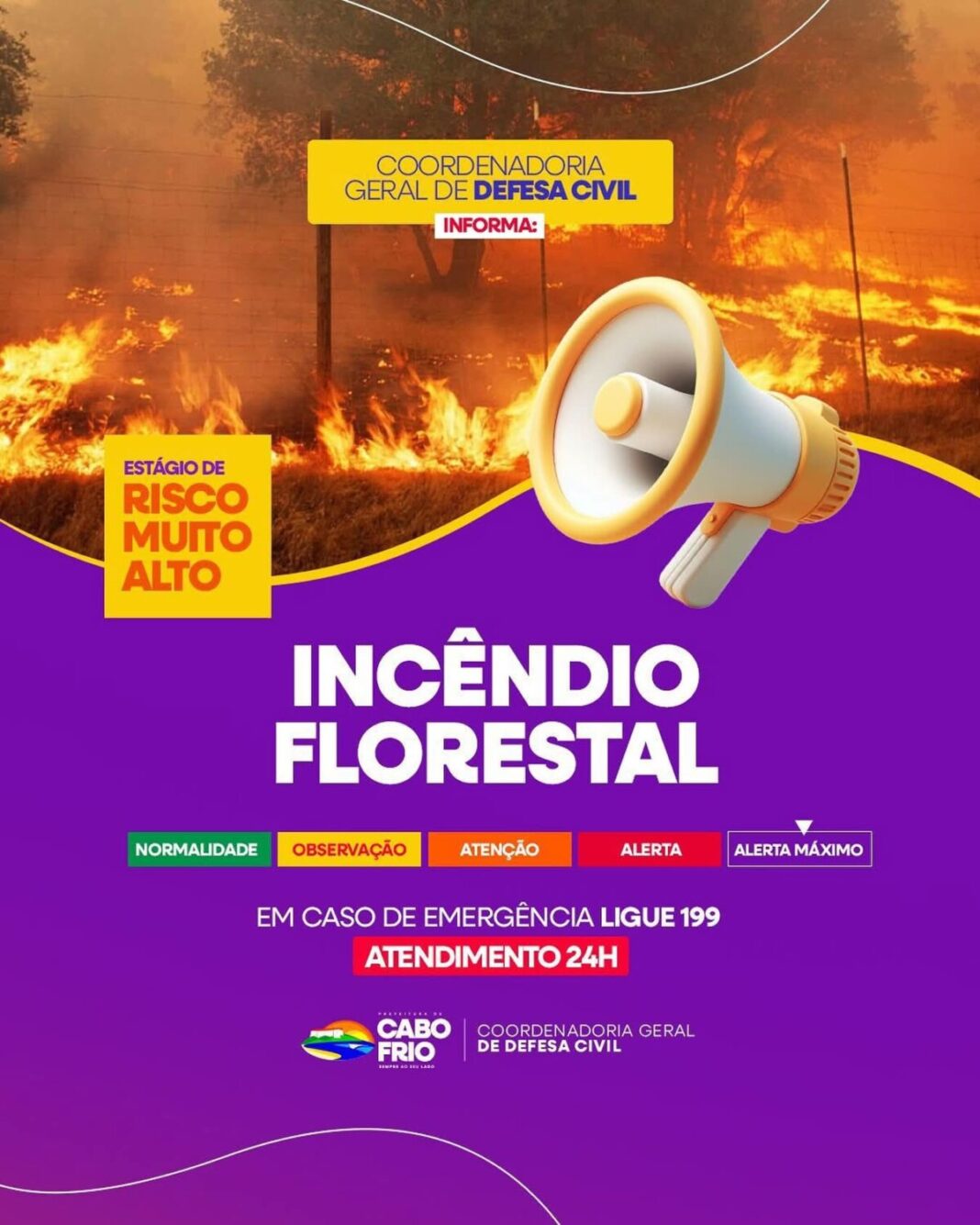 Prefeitura de Cabo Frio alerta para risco de incêndios florestais