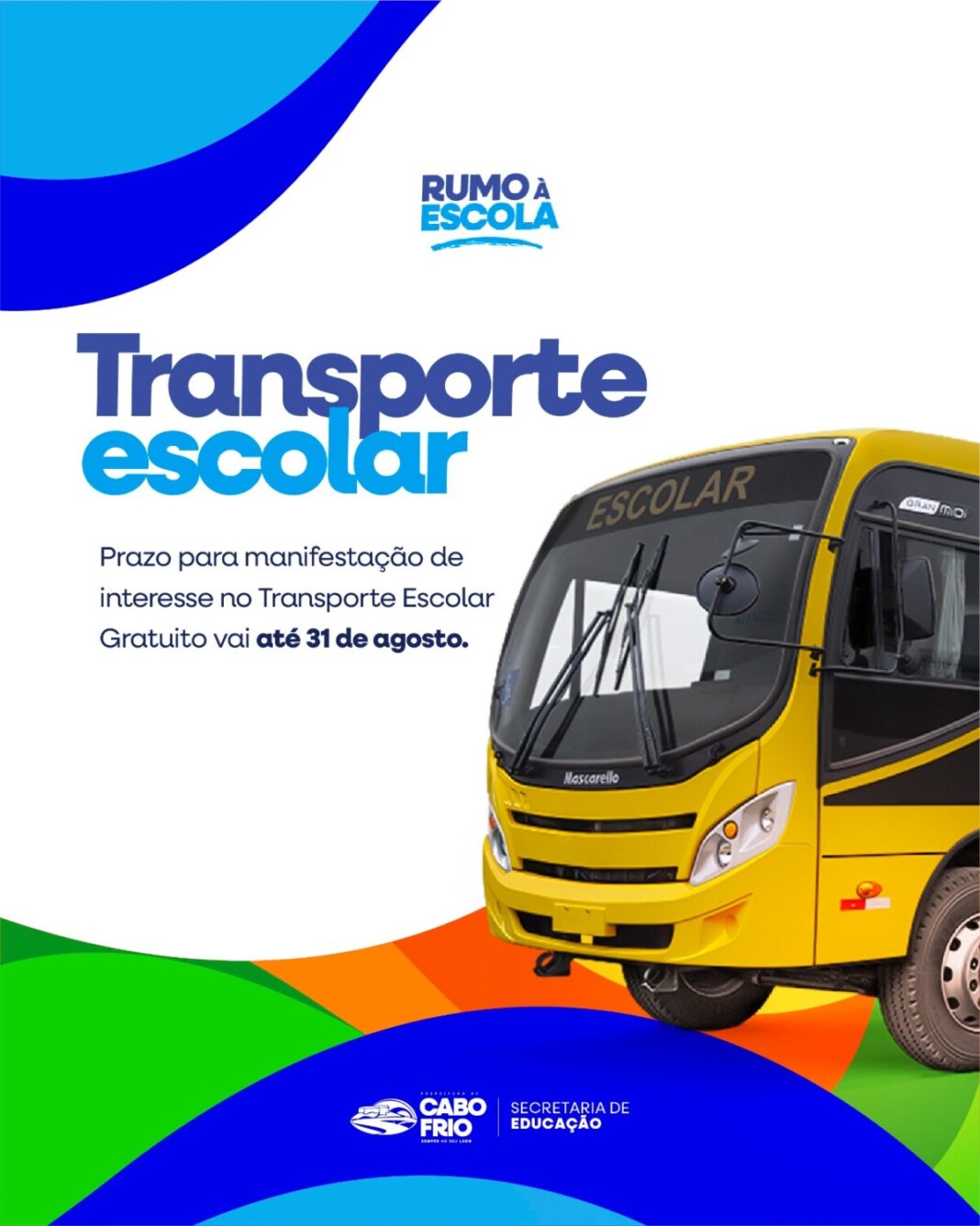 Rumo à Escola: prazo para manifestação de interesse no Transporte Escolar Gratuito vai até 31 de agosto