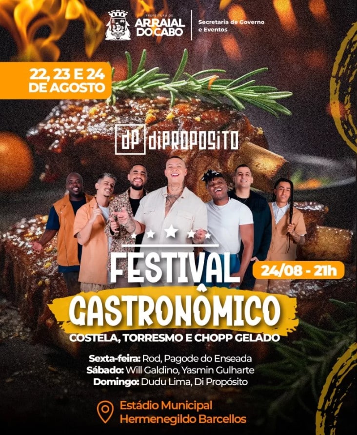 Arraial do Cabo recebe 1º Festival Gastronômico de Costela, Torresmo e Chopp neste fim de semana