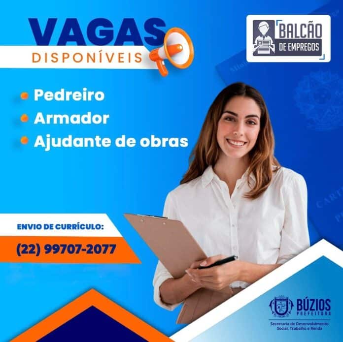 Novas oportunidades no Balcão de Empregos de Búzios
