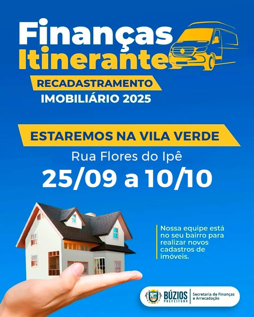 Prefeitura de Búzios realiza recadastramento imobiliário no bairro Vila Verde