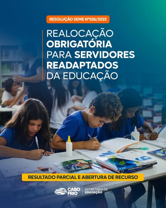 Secretaria de Educação divulga resultado preliminar do processo de realocação de servidores readaptados